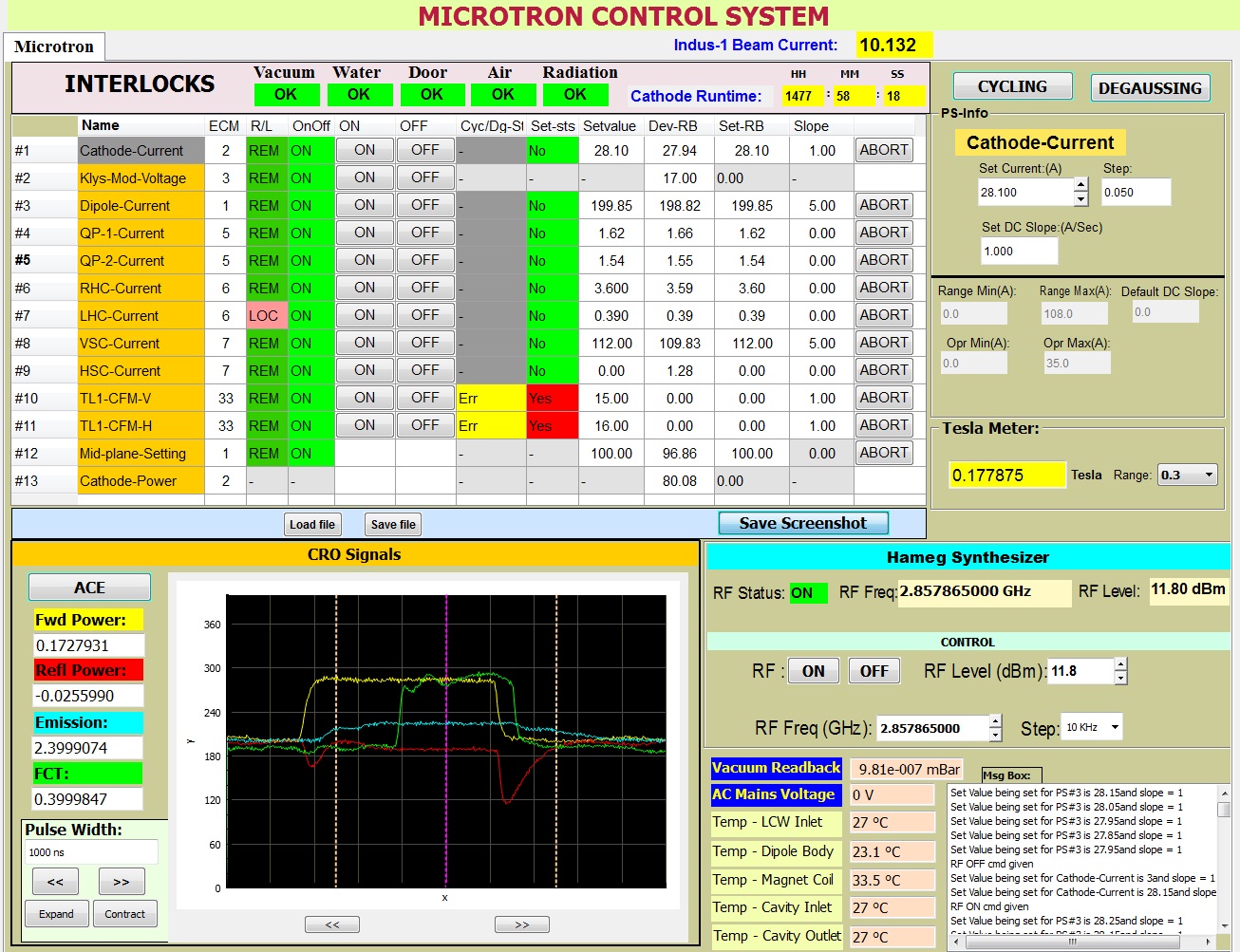 Screenshot of Microtron GUI